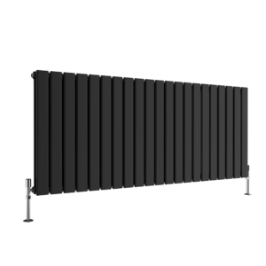 Black Designer Horizontal Flat Panel Radiator - Double Panel