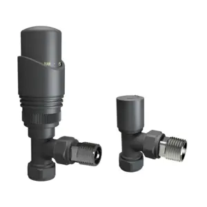 Anthracite Thermostatic Radiator Valves - Angled