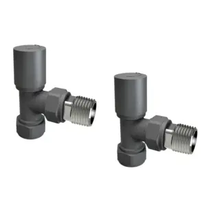 Anthracite Manual Radiator Valves - Angled