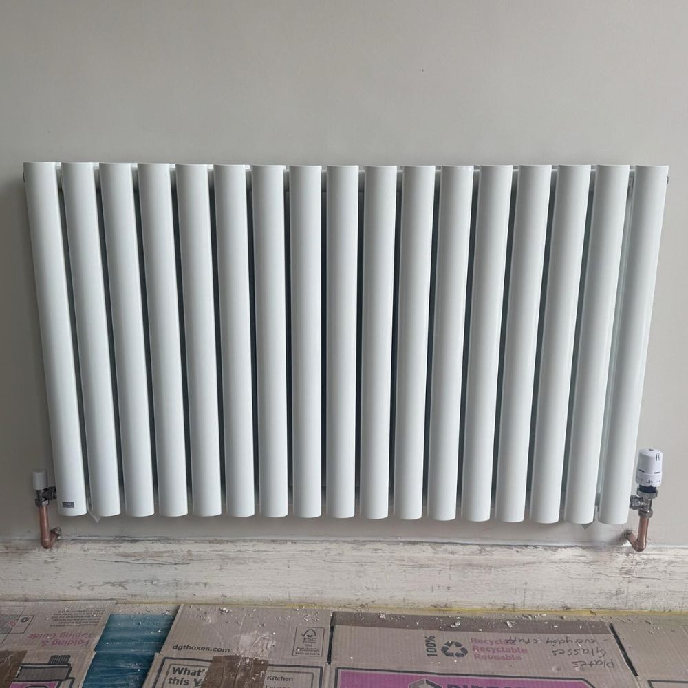 White designer horizontal oval radiator single panel